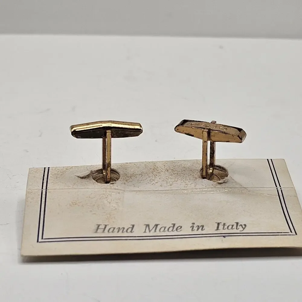 Vintage Murano Glass Color Splash Domed Millefiori Cufflinks New on Card